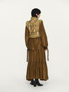 INTO THE EAST 25 Autumn/Winter Sheepskin and Tussah Silk Printed Vest ITE-E1DGAW012GR21VE-LV Green